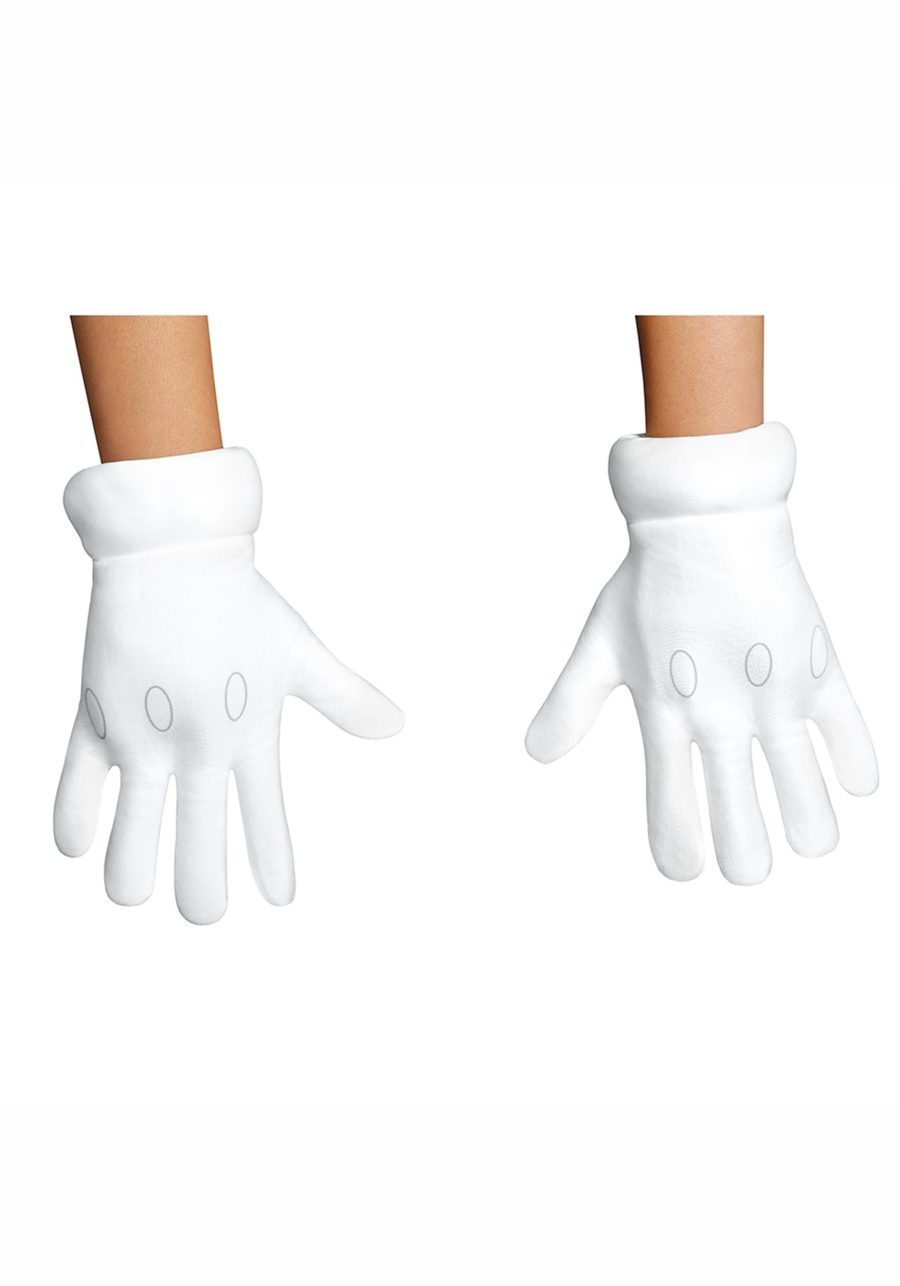 Child Super Mario Brothers White Costume Gloves