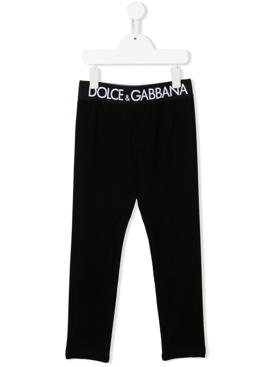 DOLCE & GABBANA KIDS Logo Waistband Mid-rise Leggings Black