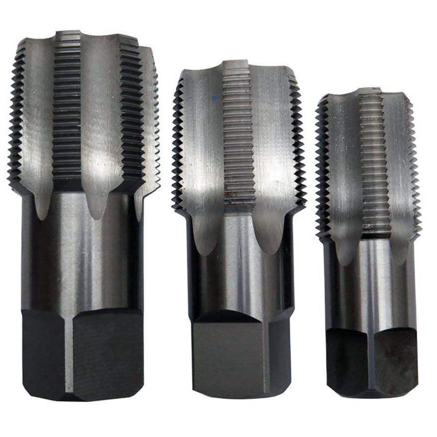 DRILL AMERICA POUCSNPT3 AMERICA Carbon Steel NPT Pipe Tap Set In Carry Pouch 1 INCH - 1-1/2 INCH (3 Piece Set)