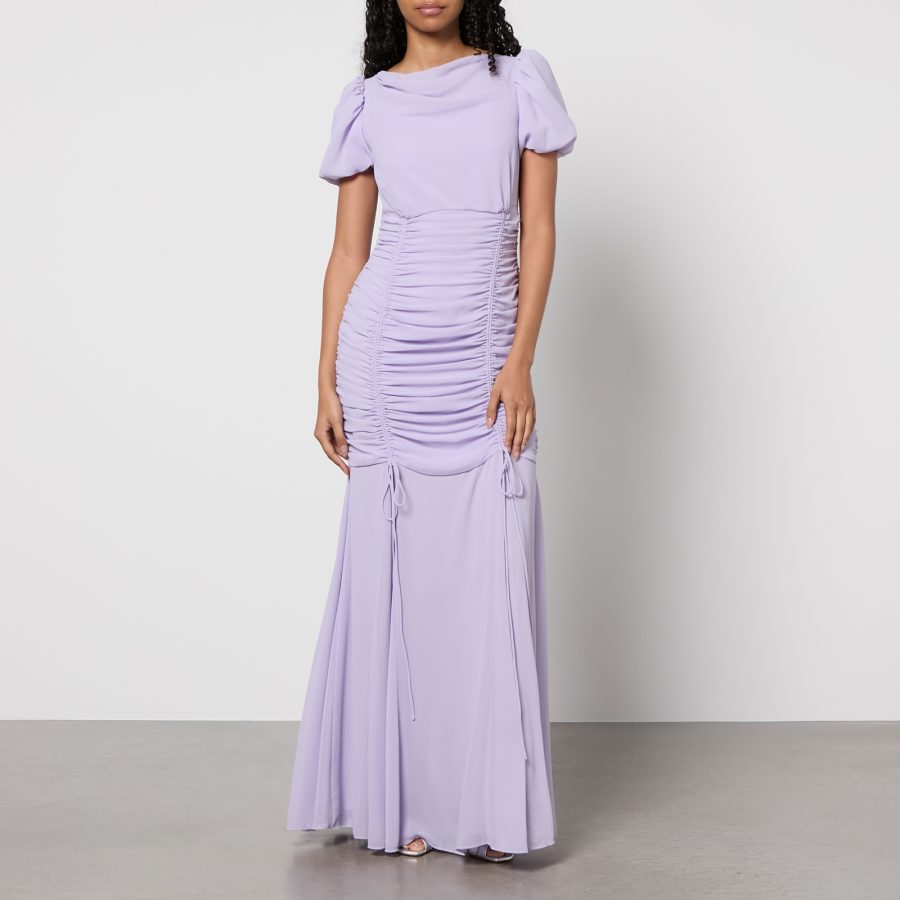 De La Vali Ruched Chiffon Maxi Dress - UK 12