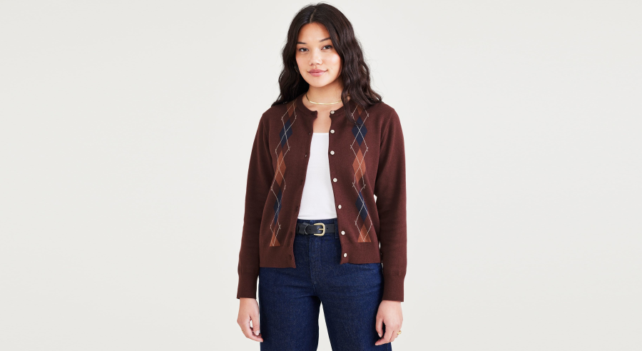 Dockers Cardigan, Regular Fit, Women's, Brown XXS