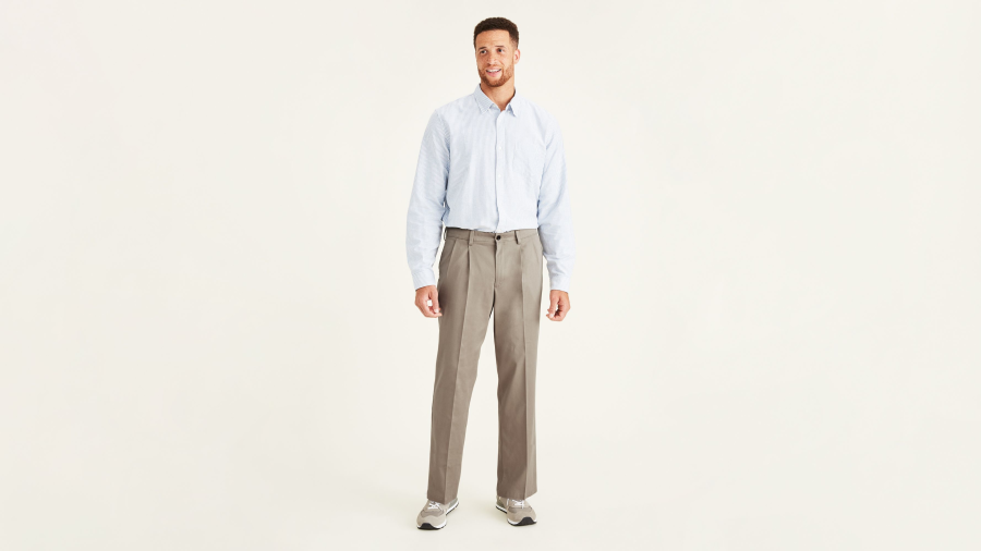 Dockers Easy Khakis, Pleated, Classic Fit (Big And Tall) Pants, Men's, Grey 32 x 38