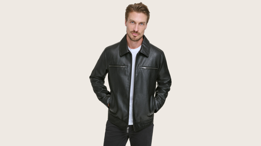 Dockers James Dean Leather Jacket, Men's, Black M