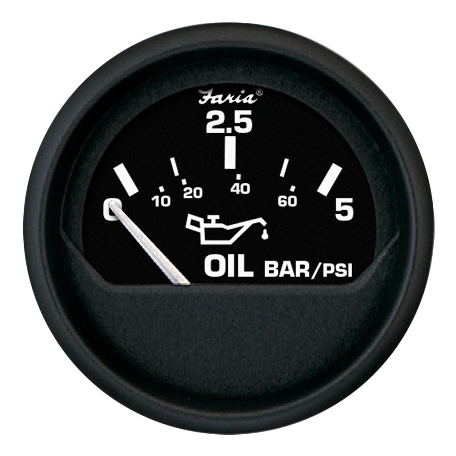 FARIA 12805 EURO BLACK 2 INCH OIL PRESSURE GAUGE - METRIC (5 BAR)