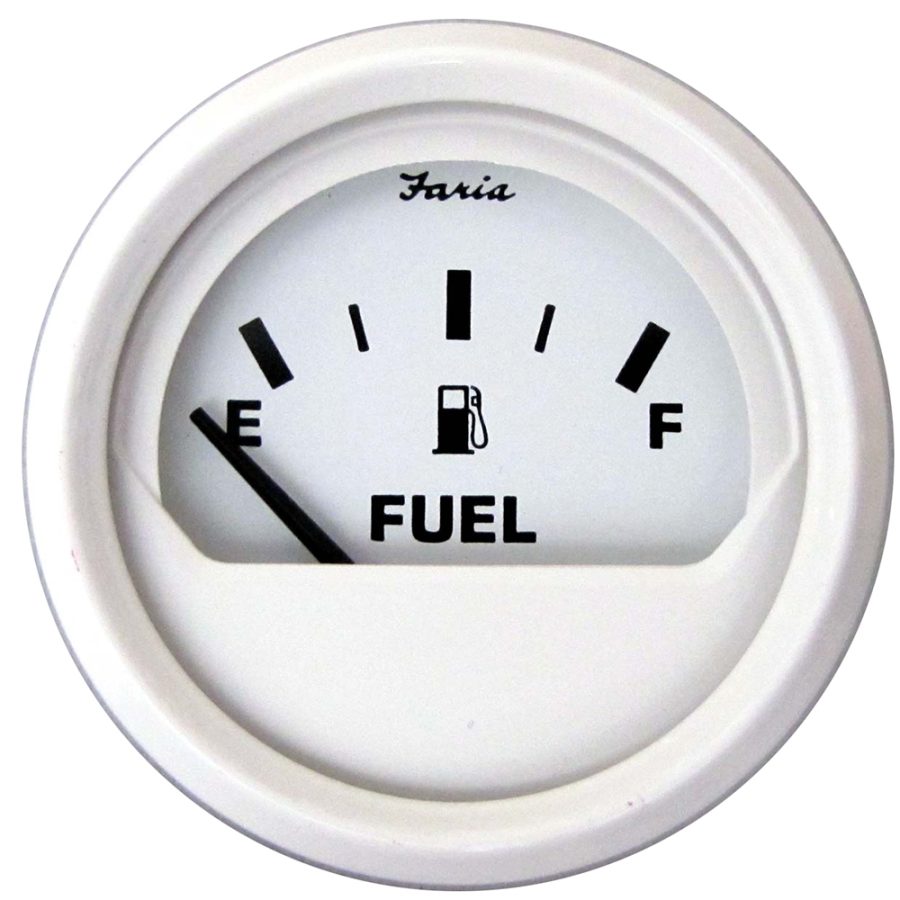 FARIA 13117 DRESS WHITE 2 INCH FUEL LEVEL GAUGE (METRIC)