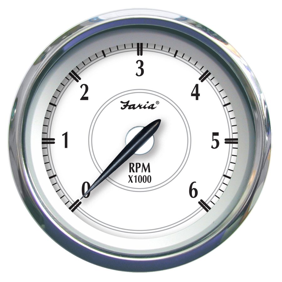 FARIA 45002 NEWPORT SS 4 INCH TACHOMETER FORGAS INBOARD/OUTBOARD - 0 TO 6000 RPM