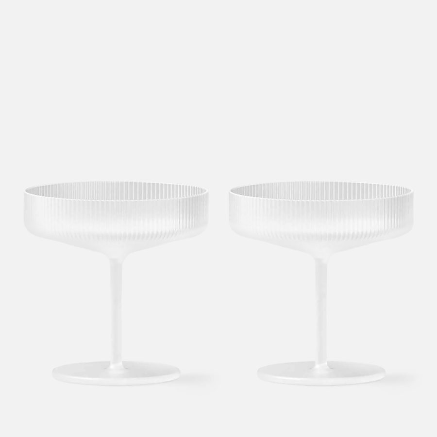 Ferm Living Ripple Champagne Saucers - Set of 2 - Frosted