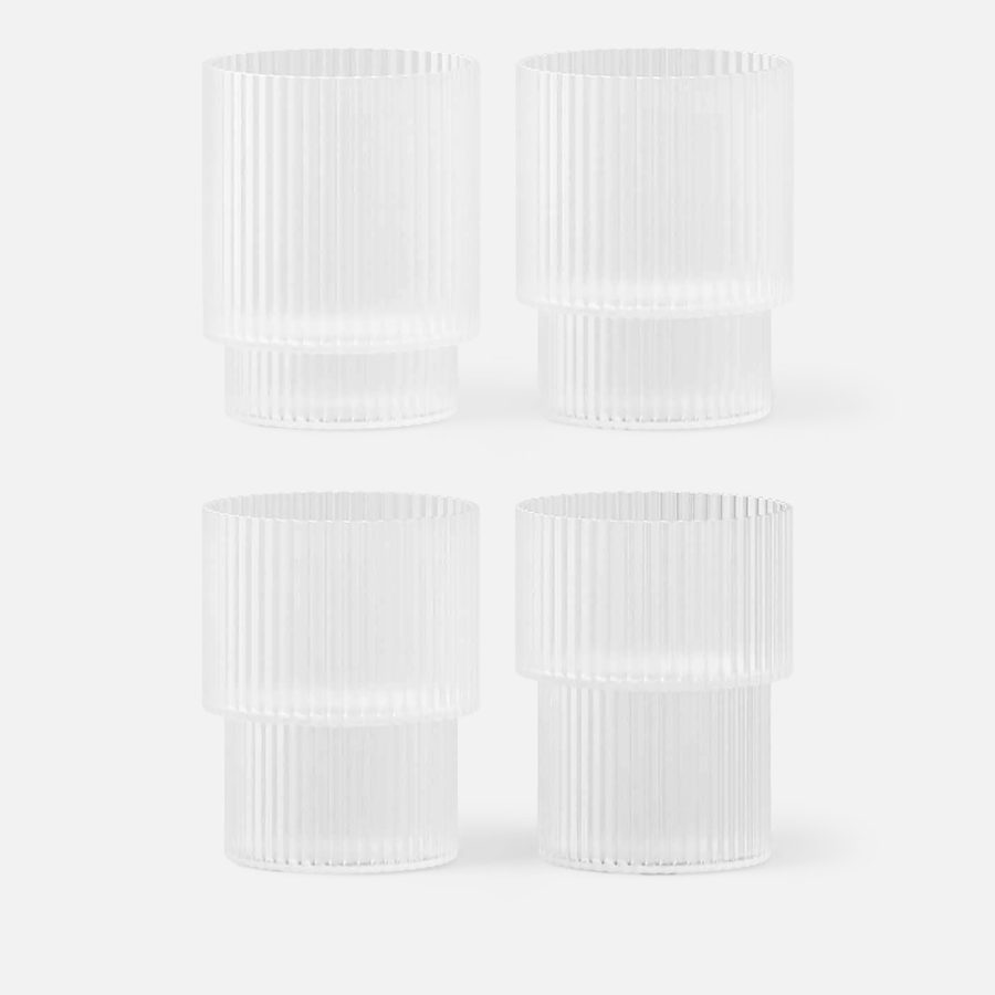 Ferm Living Ripple Glasses - Set of 4 - Frosted