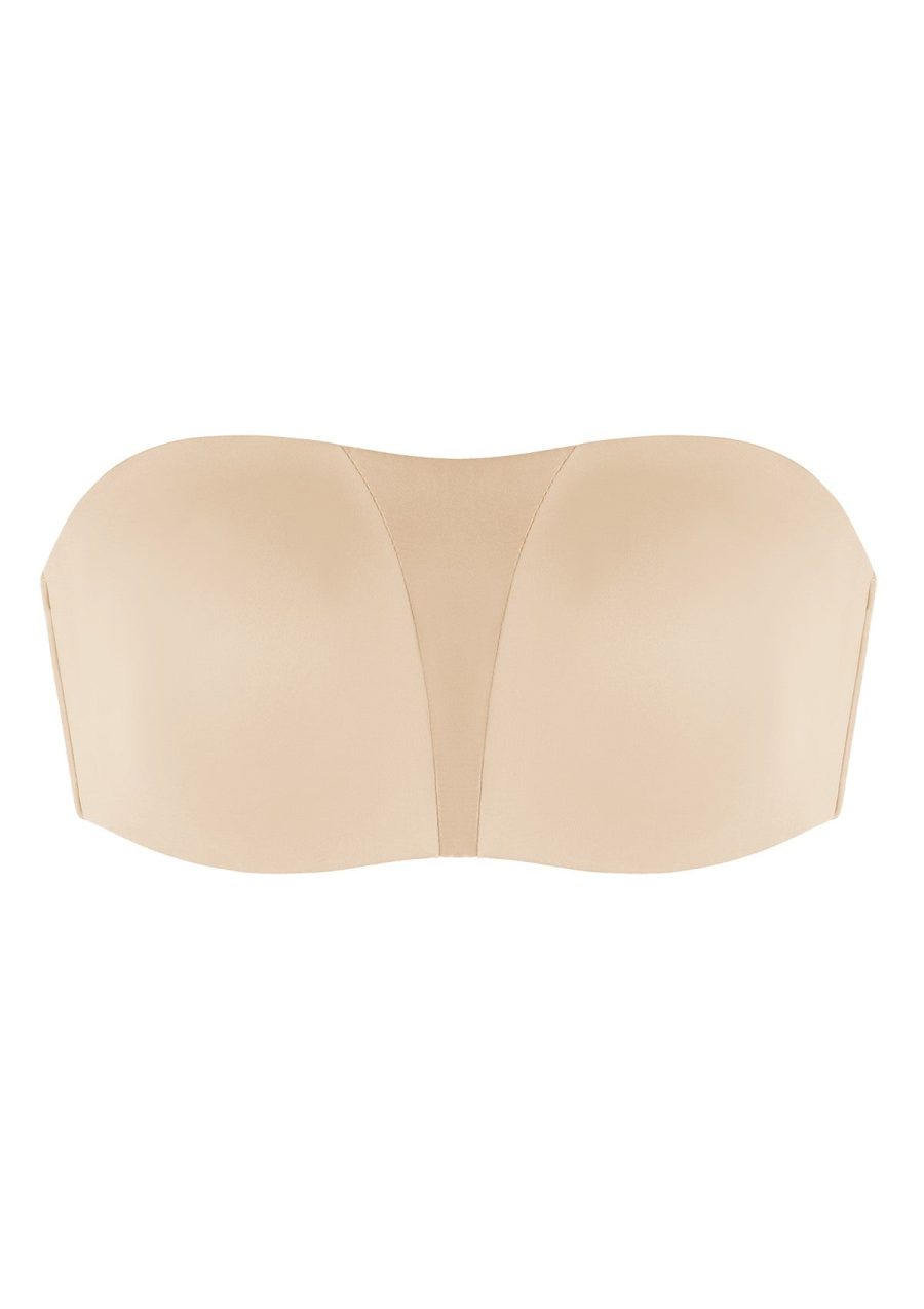 Fiery Unlined Seamless Comfort Underwire Plus Size Bandeau Strapless Bra - Natural Nude / 34 / C