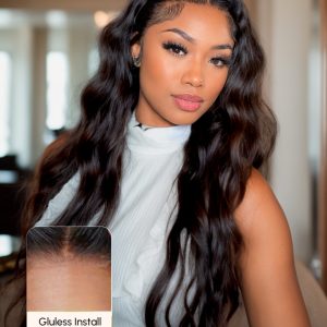 [From 34"] Glueless HD Lace 180% Density 5x5 Lace Closure Body Wave Wig With Baby Hair Pre-plucked and Pre-bleached