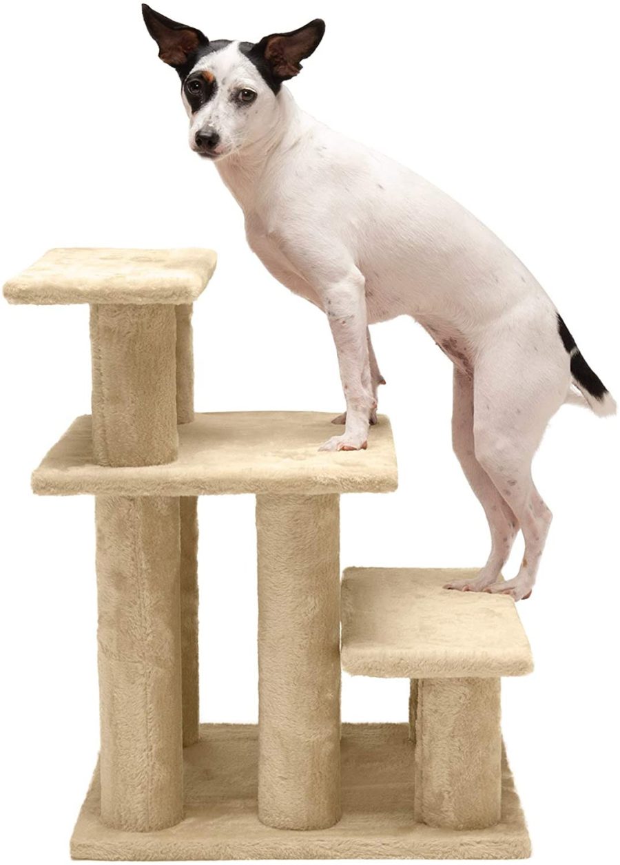 Furhaven Steady Paws Multi-Step Pet Stairs For High Beds & Sofas - Cream, 3-Step