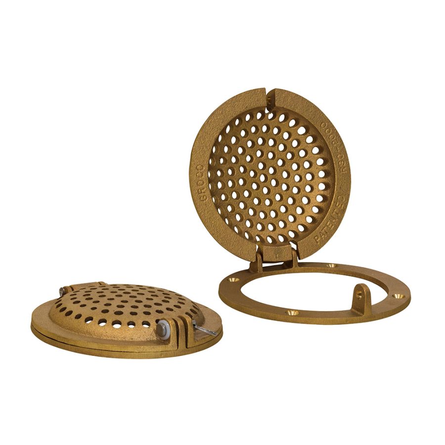 GROCO RSC-4000 BRONZE ROUND HULL STRAINER W/ACCESS DOOR FORUP TO 4 INCH THRU-HULL