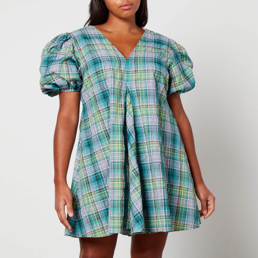 Ganni Checked Cotton-Blend-Seersucker Mini Dress - EU 34/UK 6