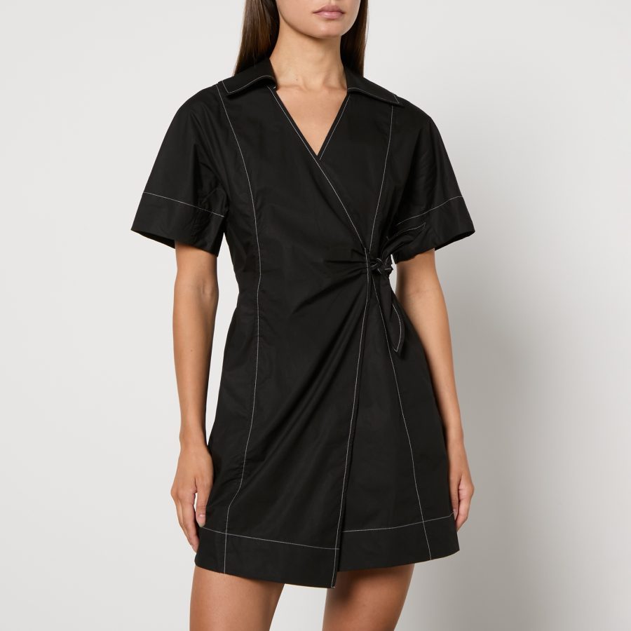 Ganni Cotton-Poplin Wrap Mini Dress - EU 44/UK 16