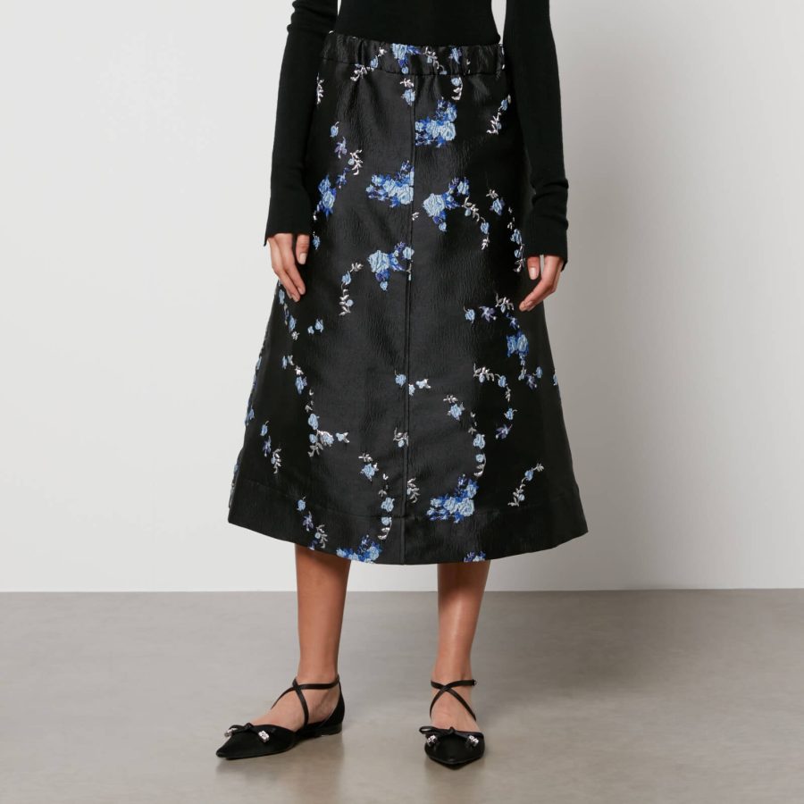 Ganni Floral-Jacquard Midi Skirt - EU 34/UK 6