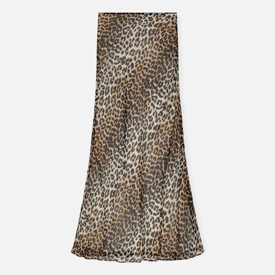 Ganni Leopard-Print Chiffon Maxi Skirt - EU 36/UK 8