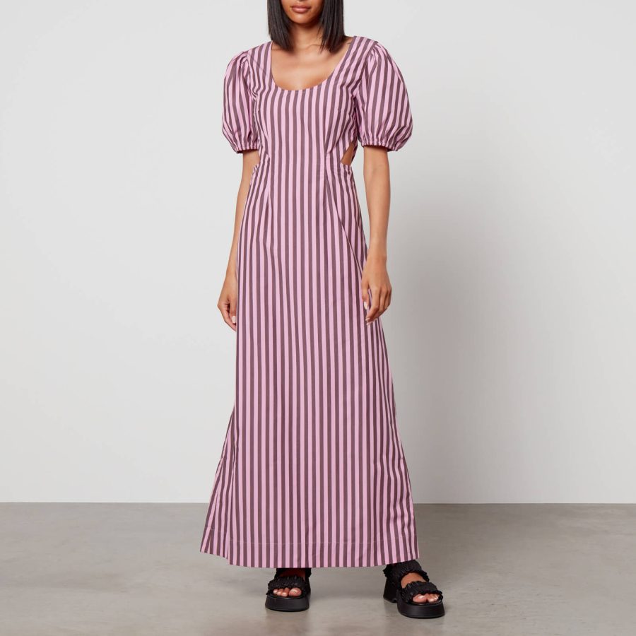 Ganni Striped Organic Cotton Midi Dress - EU 34/UK 6