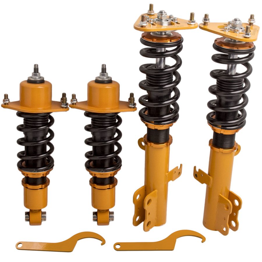 Gold Full Coilover Struts Shock Suspension Kit For 2005-2010 compatible for Scion Tc Adj Height lowering kit