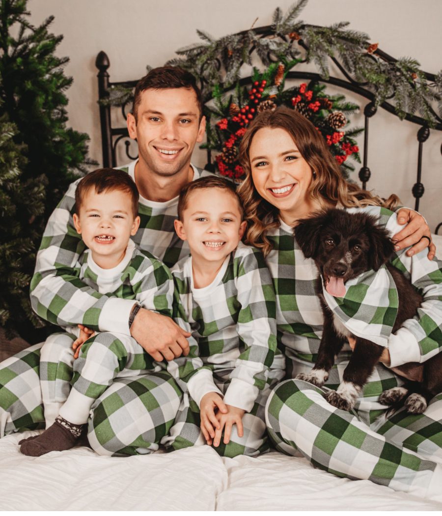 Green plaid pajamas - Family matching 100% cotton pajamas