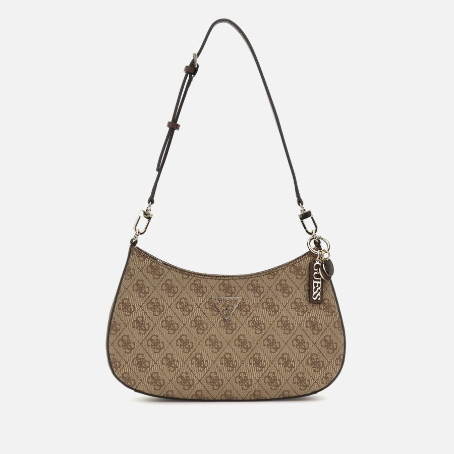 Guess Noelle Canvas and Faux Leather Shoulder Bag