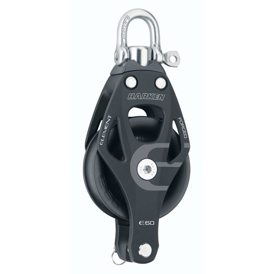 HARKEN 6261 60MM SINGLE ALUMINUM ELEMENT BLOCK W/SWIVEL & BECKET