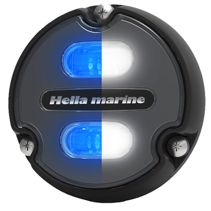 HELLA MARINE 016145-001 APELO A1 BLUE WHITE UNDERWATER LIGHT - 1800 LUMENS - BLACK HOUSING - CHARCOAL LENS