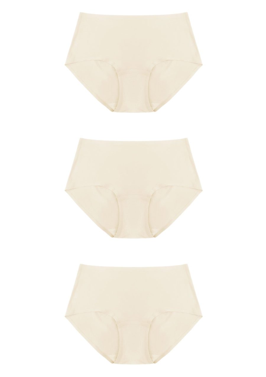 HSIA FlexiFit Soft Stretch Seamless Brief Underwear Bundle - 3 Packs/$15 / XS-L / 3*Beige