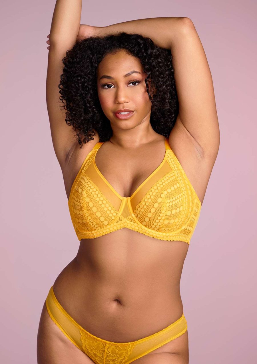 HSIA Heroine Lace Unlined Bra: Bra that Hides Back Fat - Plus Size - Yellow / 34 / C