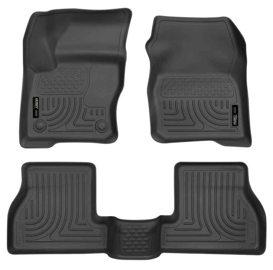 HUSKY LINERS 98771 Weatherbeater | Fits 2012 - 2015 Ford Focus, Front & 2nd Row Liners - Black, 3 pc.