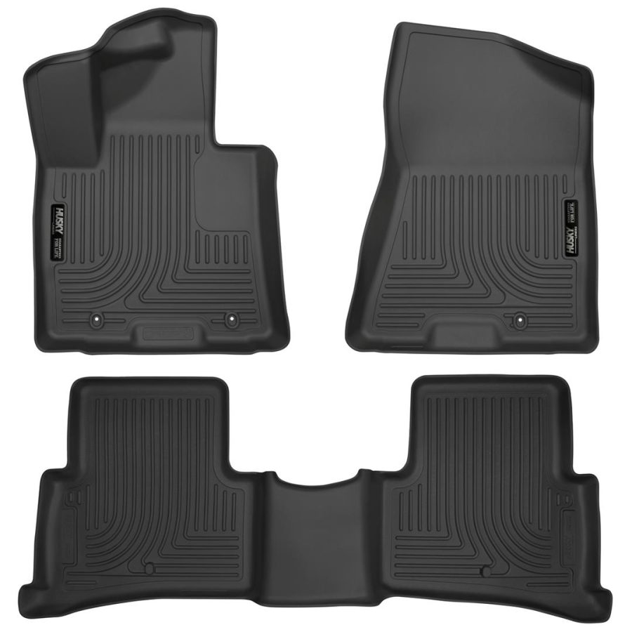 HUSKY LINERS 99891 Floor Liner; WeatherBeater; Molded Fit; Smooth Arcing Ribs/ Raised Heel Pad; Black; TPO (Thermoplastic Olefin); 3 Piece