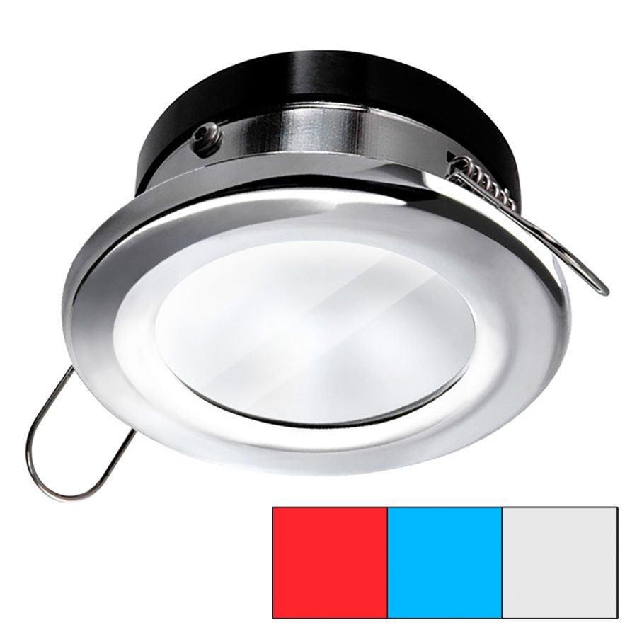 I2SYSTEMS A1120Z-11HAE APEIRON A1120 SPRING MOUNT LIGHT - ROUND - RED, COOL WHITE & BLUE - POLISHED CHROME