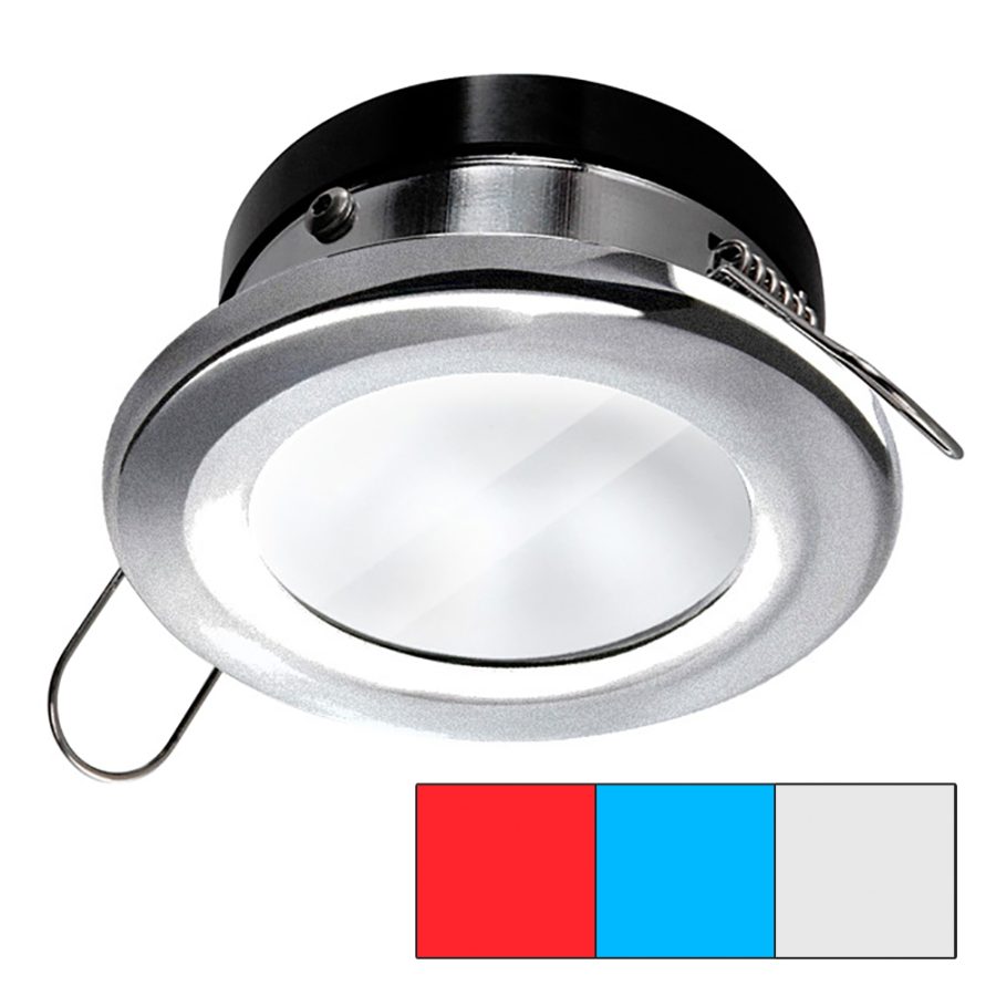 I2SYSTEMS A1120Z-41HAE APEIRON A1120 SPRING MOUNT LIGHT - ROUND - RED, COOL WHITE & BLUE - BRUSHED NICKEL