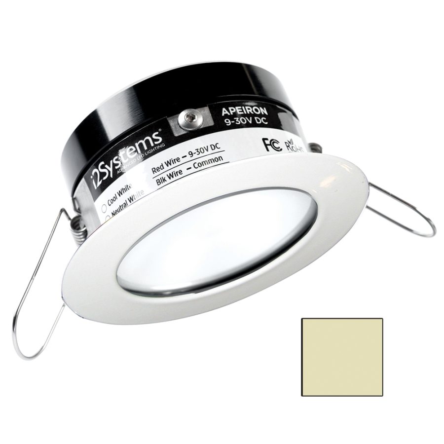 I2SYSTEMS A503-31CBBR APEIRON PRO A503 - 3W SPRING MOUNT LIGHT - ROUND - WARM WHITE - WHITE FINISH