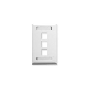 ICC IC107S03WH FACEPLATE, ID, 1-GANG, 3-PORT, WHITE