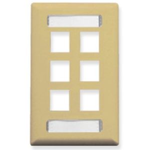 ICC IC107S06IV FACEPLATE, ID, 1-GANG, 6-PORT, IVORY