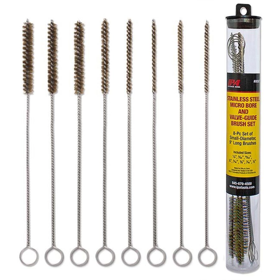 IPA TOOLS 8088 Brass Micro Bore and Valve-Guide Brush Set (8 Piece Set)