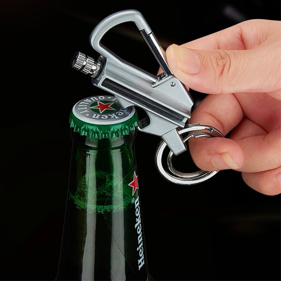 Keychain Bottle Opener and Flint Fire Starter