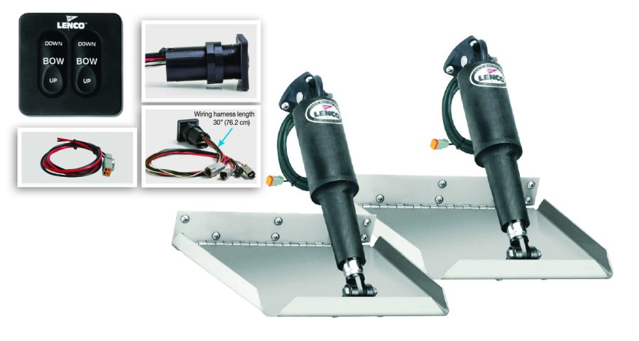 LENCO 15106-102 12 INCHx12 INCH Edge Mount Trim tab Kit 12v with Standard Switch