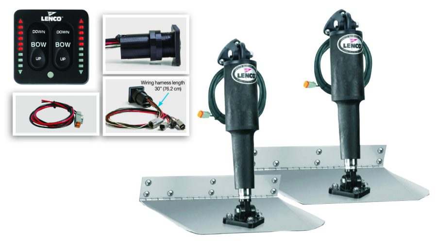 LENCO 15109-103 12 INCHx12 INCH Standard Mount Trim tab Kit 12v with LED Integrated Switch