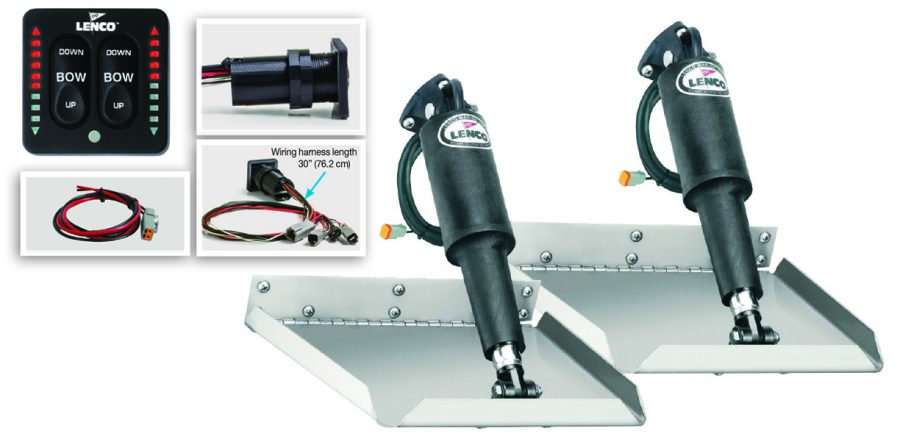 LENCO 15110-103 12 INCHx12 INCH Edge Mount Trim Tab Kit 12v with LED Integrated Switch