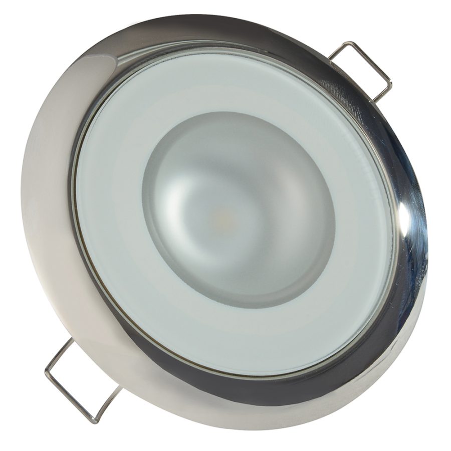 LUMITEC 113119 MIRAGE - FLUSH MOUNT DOWN LIGHT - GLASS FINISH/POLISHED SS BEZEL - WARM WHITE DIMMING