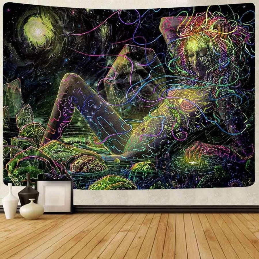 Life Girl Galaxy Trippy Novelty Abstract Wall Tapestry - Aperturee