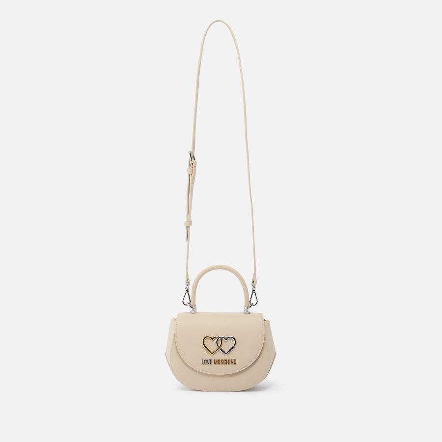 Love Moschino Twin Logo Leather Crossbody Bag