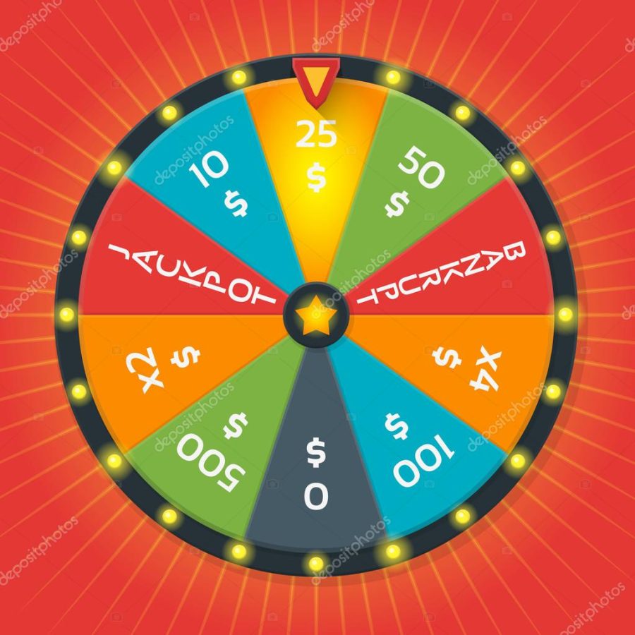 Lucky wheel vector template. Color with money amount