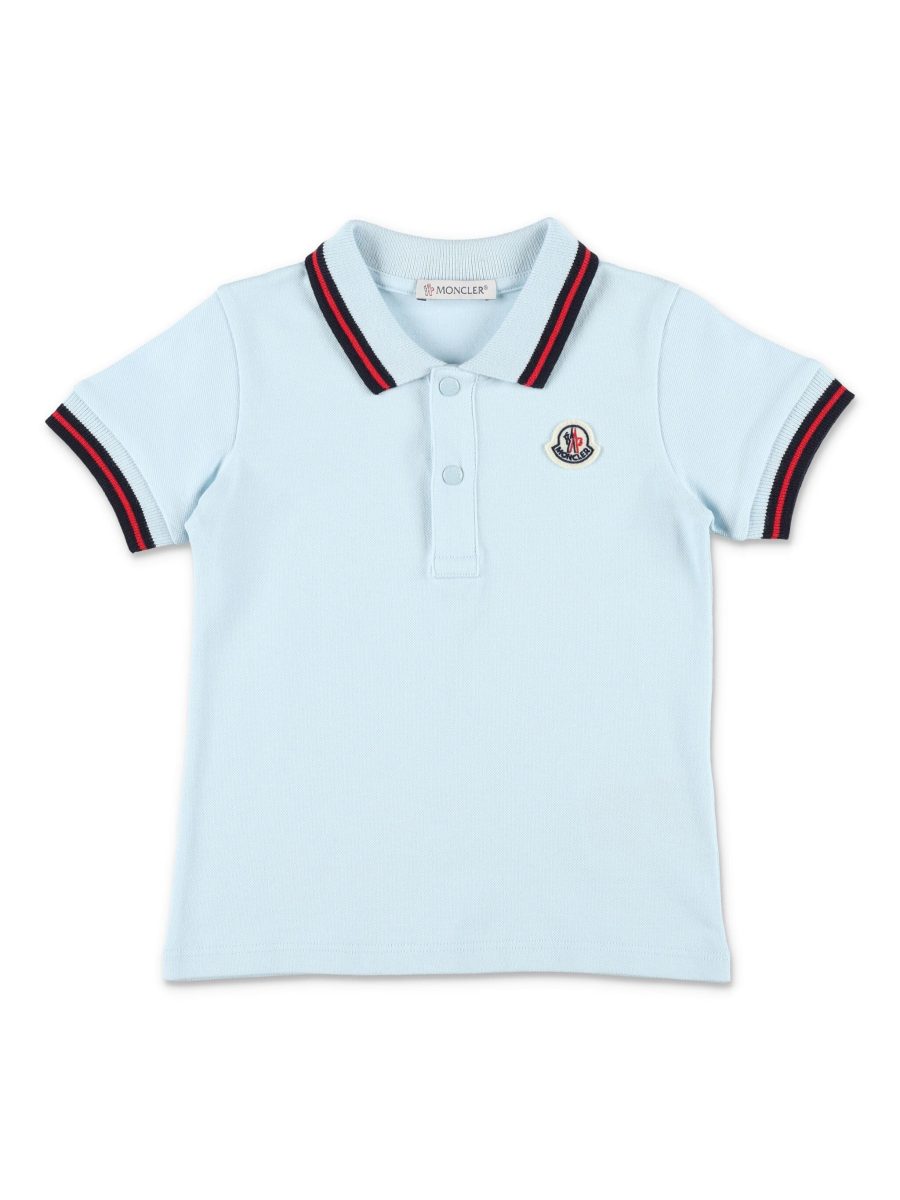 MONCLER BABY Boys Logo Patch Polo Shirt Light Blue