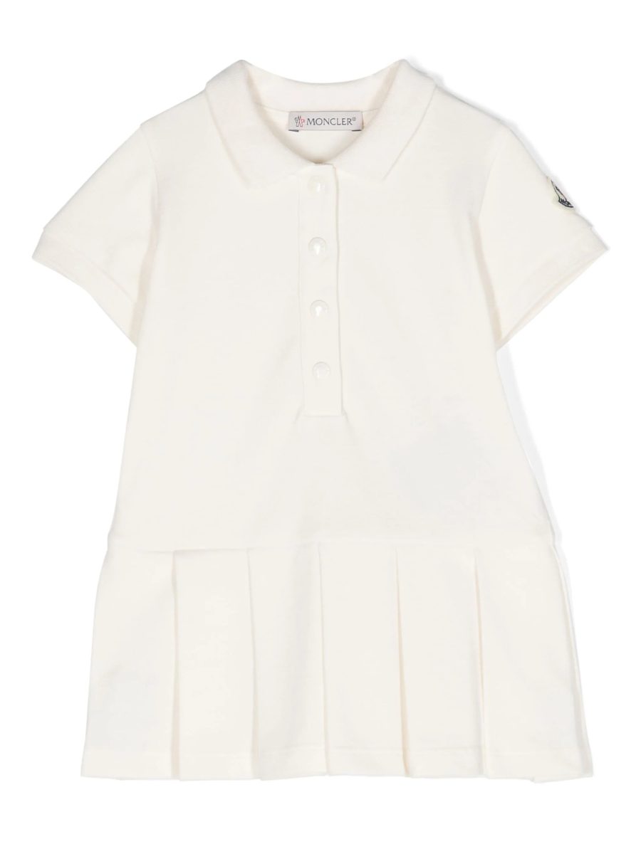 MONCLER BABY Girls Logo Patch Polo Shirt Dress White