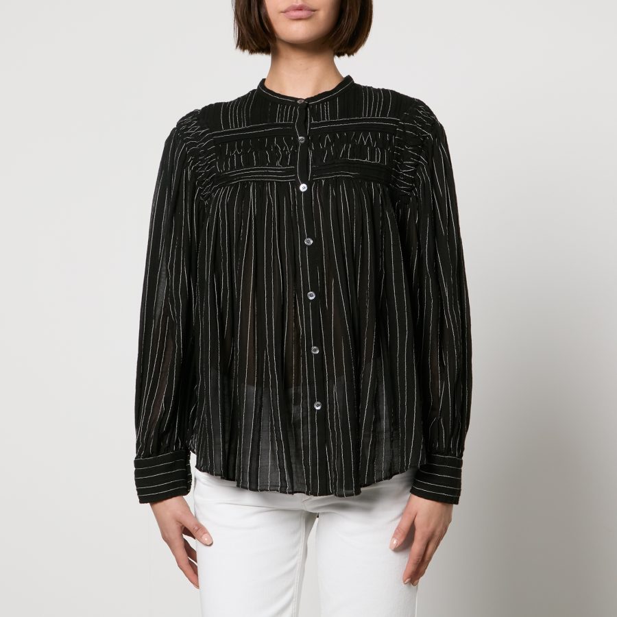 Marant Etoile Plalia Striped Cotton-Seersucker Blouse - FR 42/UK 14