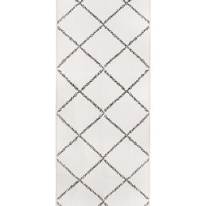 Medina Moroccan Diamond Ivory Washable Rug