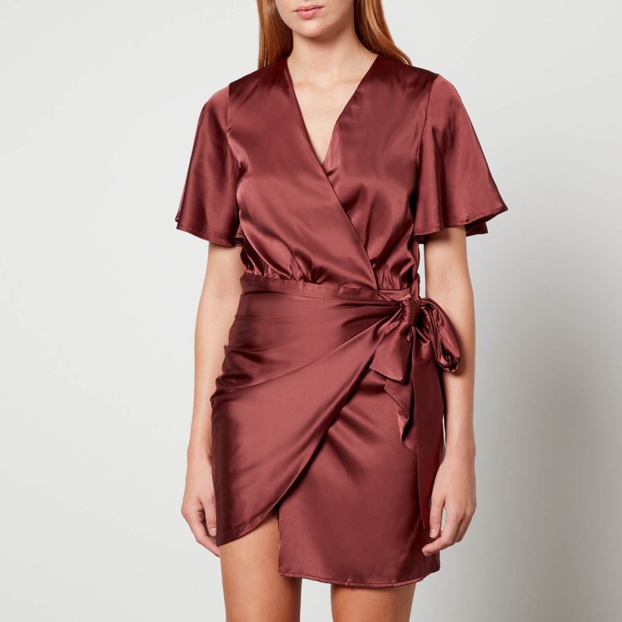 Never Fully Dressed Vienna Satin Mini Wrap Dress - M