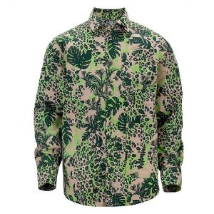 New Era Men's Long Sleeve Shirt L/s/jacket "jungle" All Over Lime Green